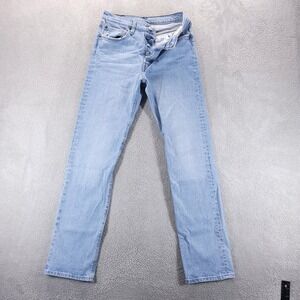 Levis 501 Jeans Womens 28 Blue Regular Straight Light Wash Button Fly Denim